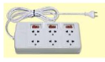 Ổ 3 chấu kéo dài 6 ổ liền mặt 6UNN3/L